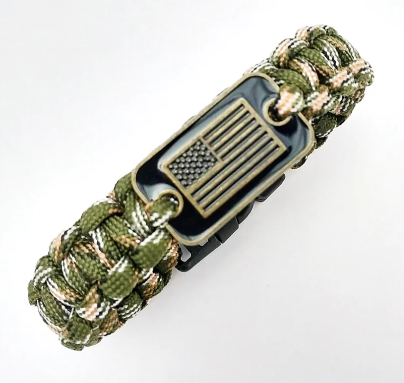 Coeburn Paracord Survival Bracelet – Camo + USA Edition