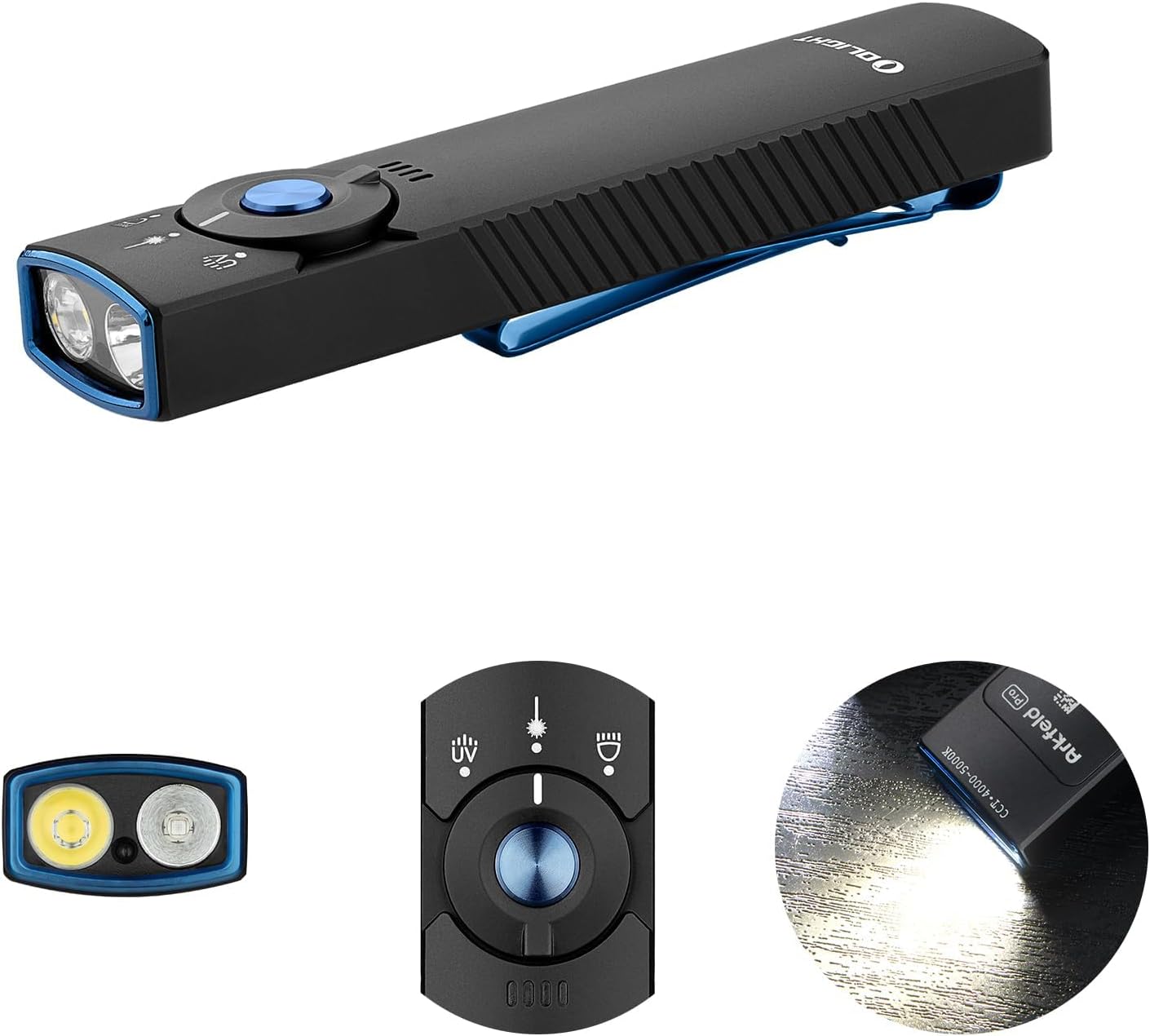 OLIGHT Arkfeld Pro – Triple Beam EDC Flashlight (Black NW)