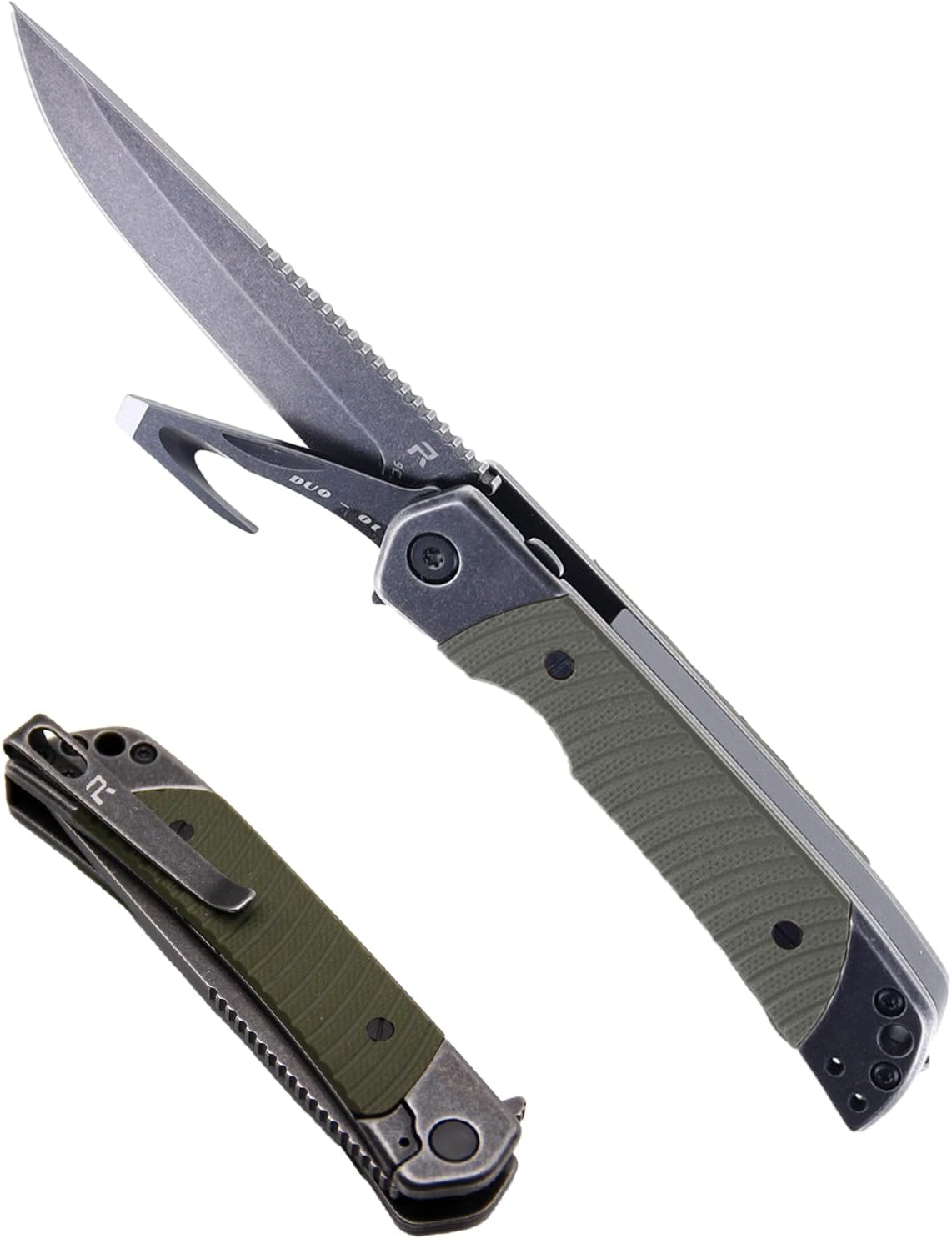 REVO Knives Duo – Drop Point w/ Aux Cutter (Green)