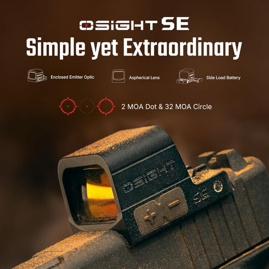 Olight OSIGHT SE – Enclosed 2 MOA Red Dot Sight with Replaceable Battery