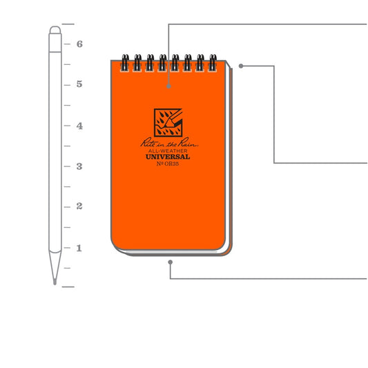 Rite in the Rain 3" x 5" Top-Spiral Notebook – All-Weather Field Notes