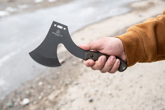 TOPS Grandpa’s Ax – Tumbled Finish with Green Canvas Micarta Handle