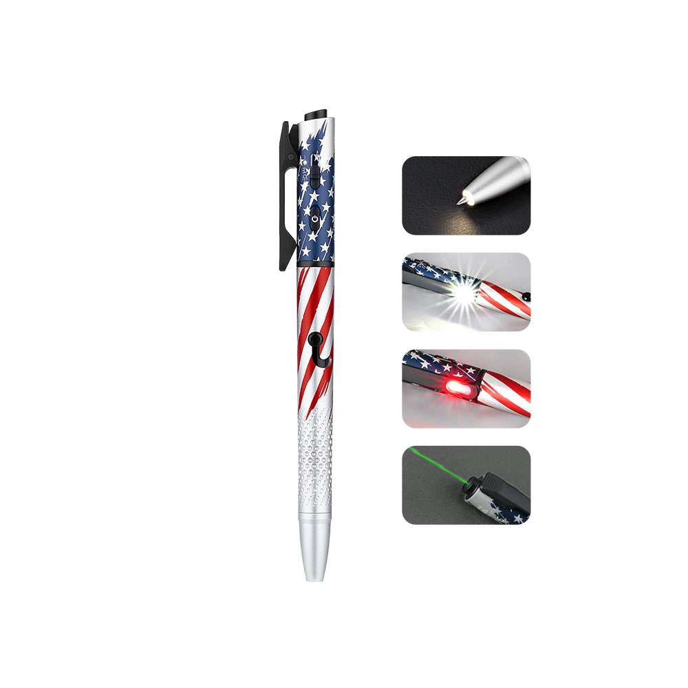 Olight Open 3 American flag edition penlight with lighting function detail insets