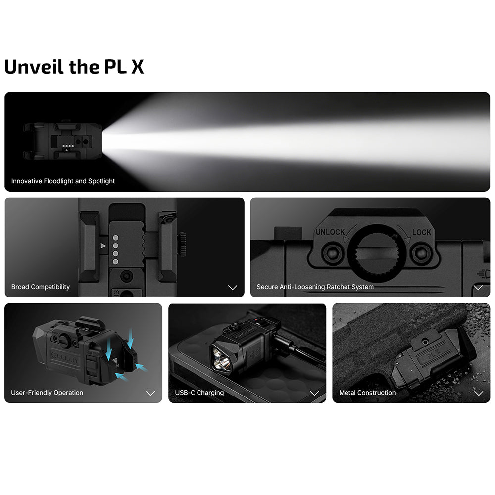 Olight PL-X Dual-Beam Rail Weapon Light - 1,200 Lumen / 300 Meters