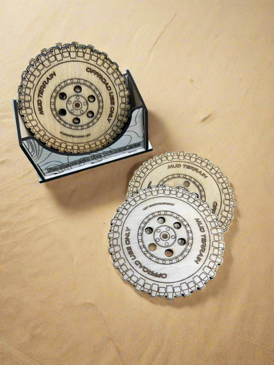 Wood Tire Coaster Set