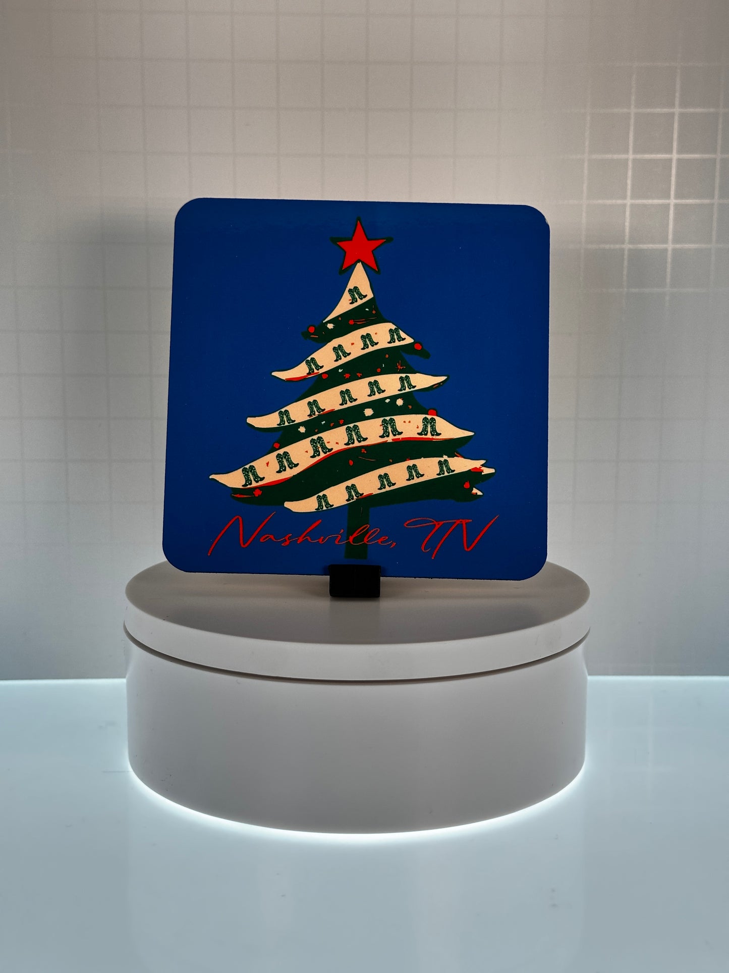 Nashville TN Christmas Tree with boots Coaster