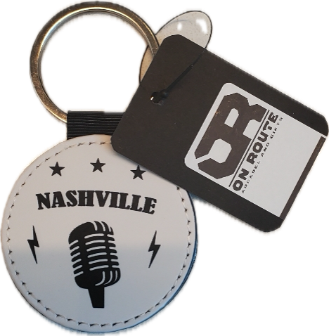 Nashville round Leatherette Keychain