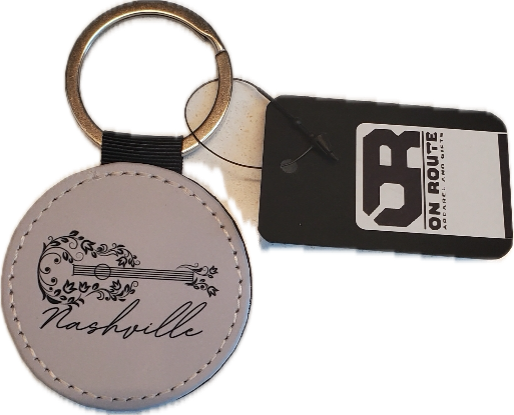 Nashville Round Guitar Leatherette Keychain