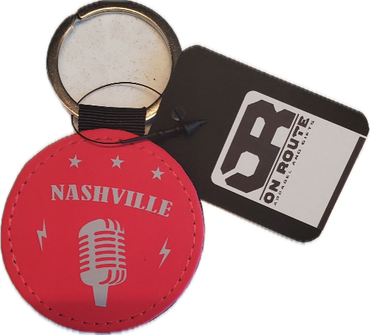 Nashville round Leatherette Keychain