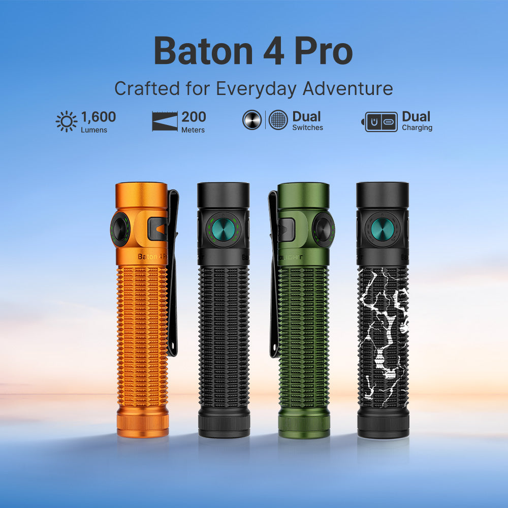 Olight Baton 4 Pro – Compact High-Lumen EDC Flashlight - 1600 Lumen / 200m