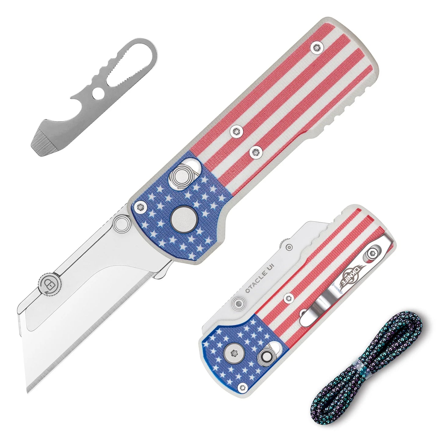 OLIGHT Oknife Otacle U1 Rail Lock – Stars and Stripes Utility Knife
