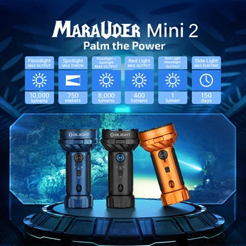 Olight Marauder Mini 2 – Compact Powerhouse Flashlight - 10000 Lumen / 750m