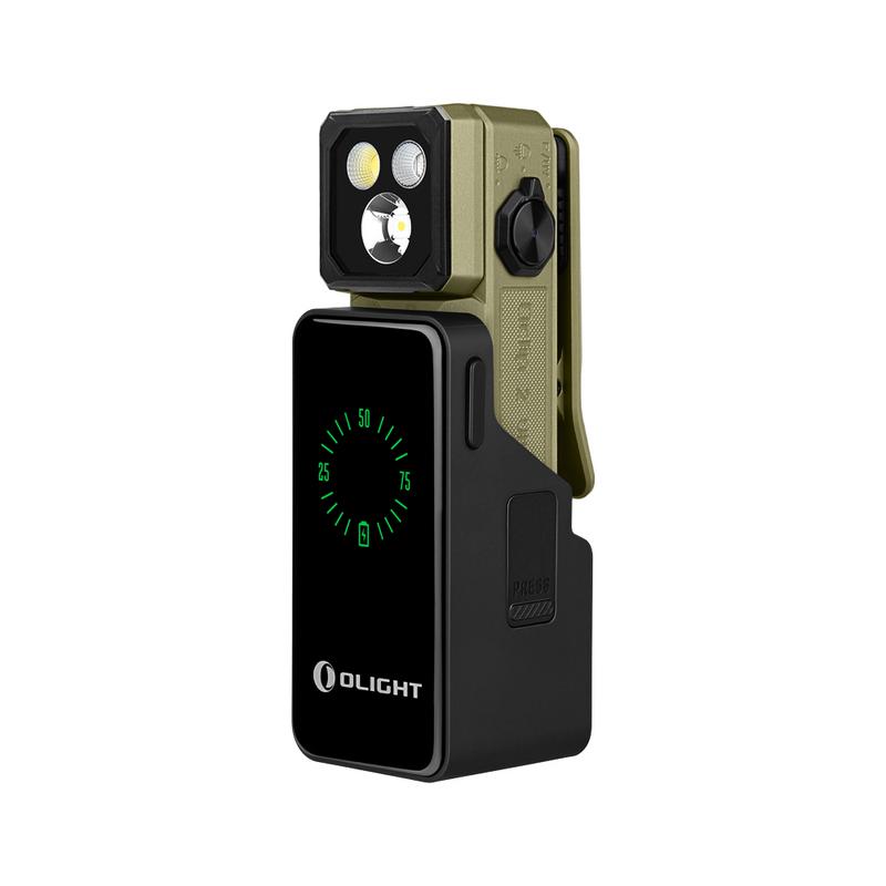 Olight Oclip 2 Ultra Premium Olive Green with charging dock