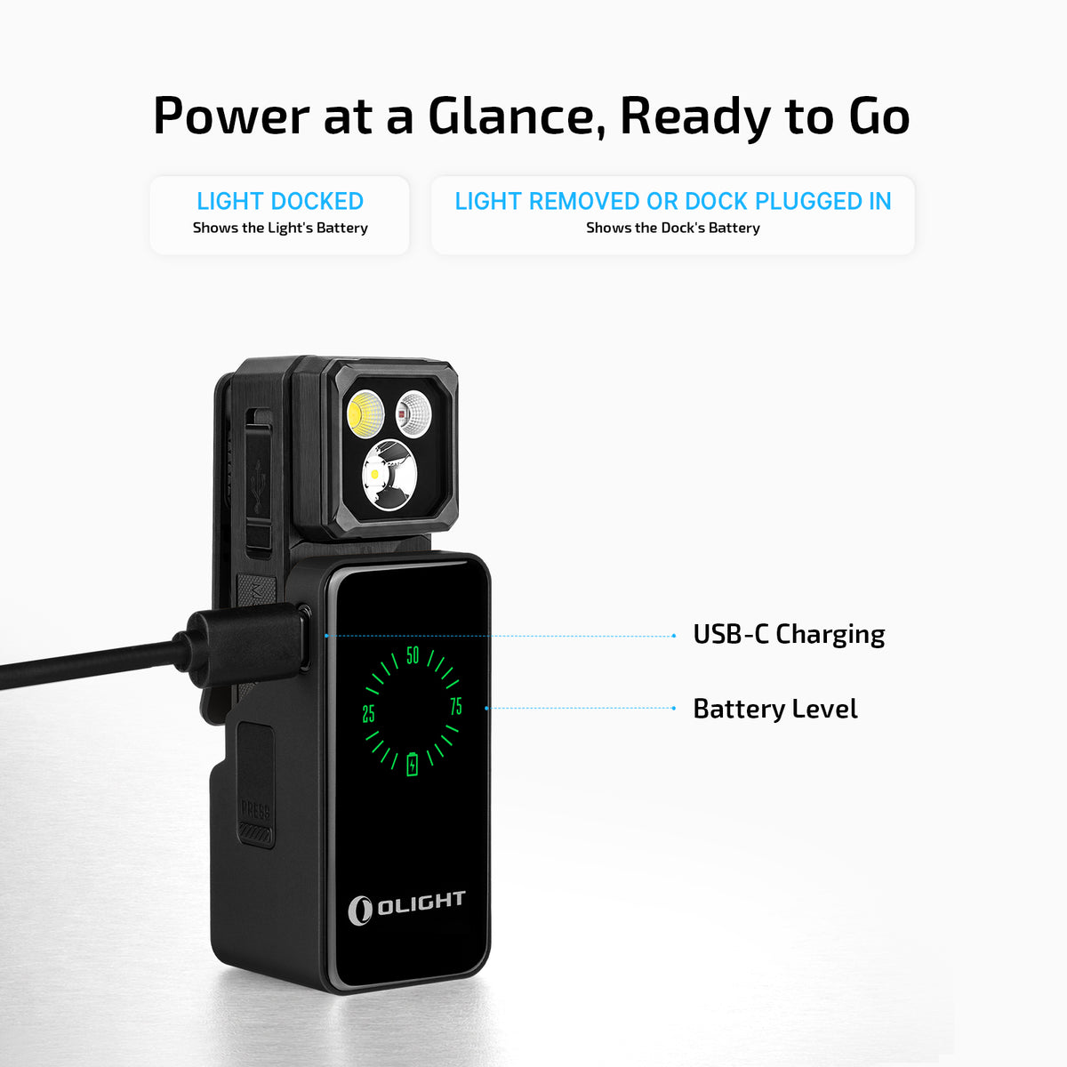 Oclip 2 Ultra Premium dock charging and battery display