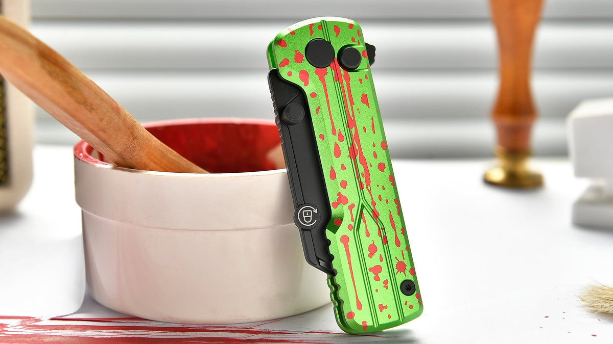 Oknife U1 Ultra Zombie Green aluminum handle details