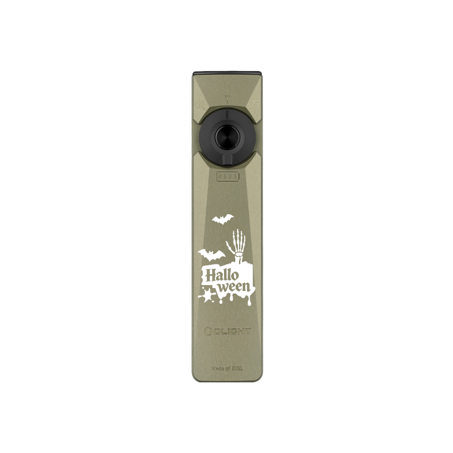 Olight Arkfeld Ultra Halloween edition with bats and skeletal hand artwork