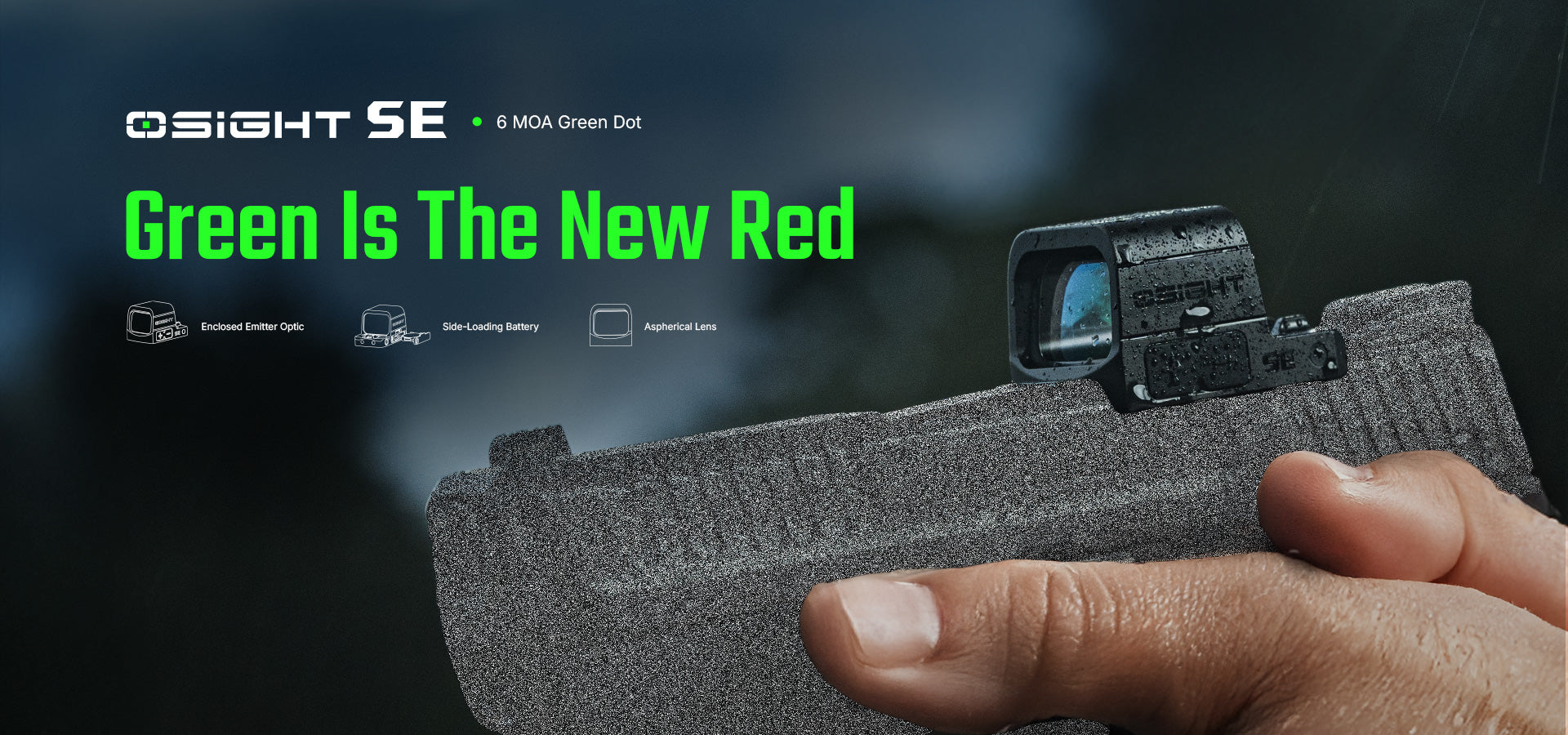 Olight OSIGHT SE – Enclosed 6 MOA Green Dot Sight with Replaceable