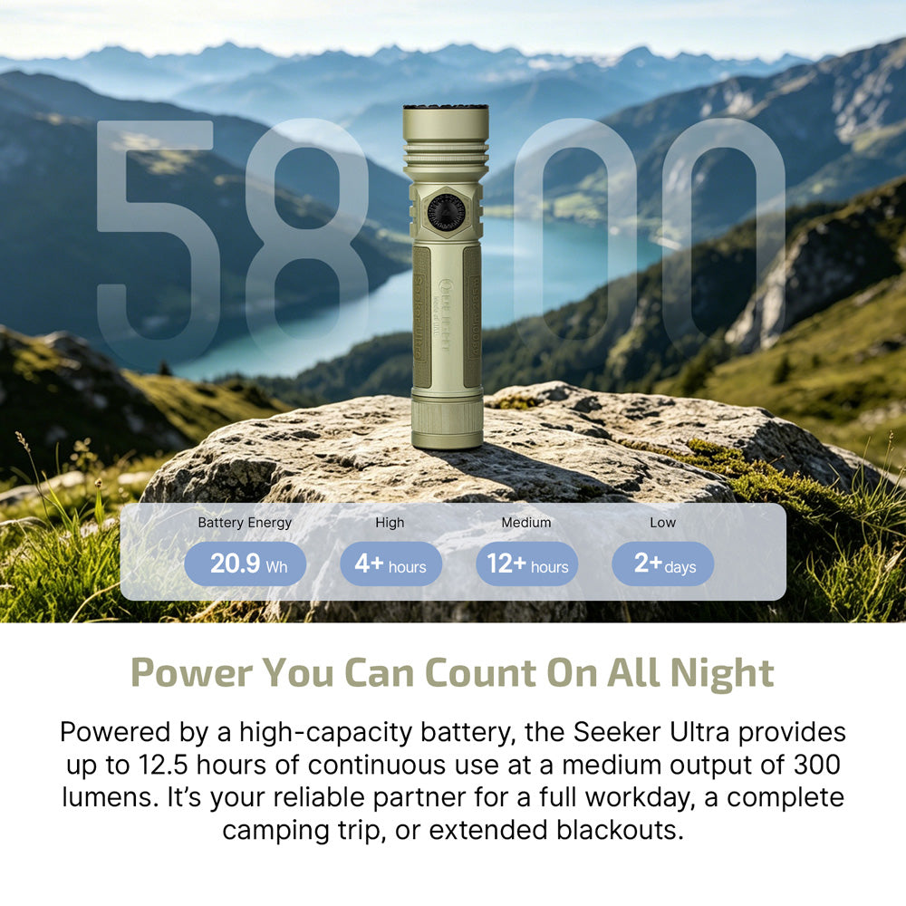 OLIGHT Seeker Ultra High Power Flashlight Olive Green - 4800 Lumen / 265 Meter