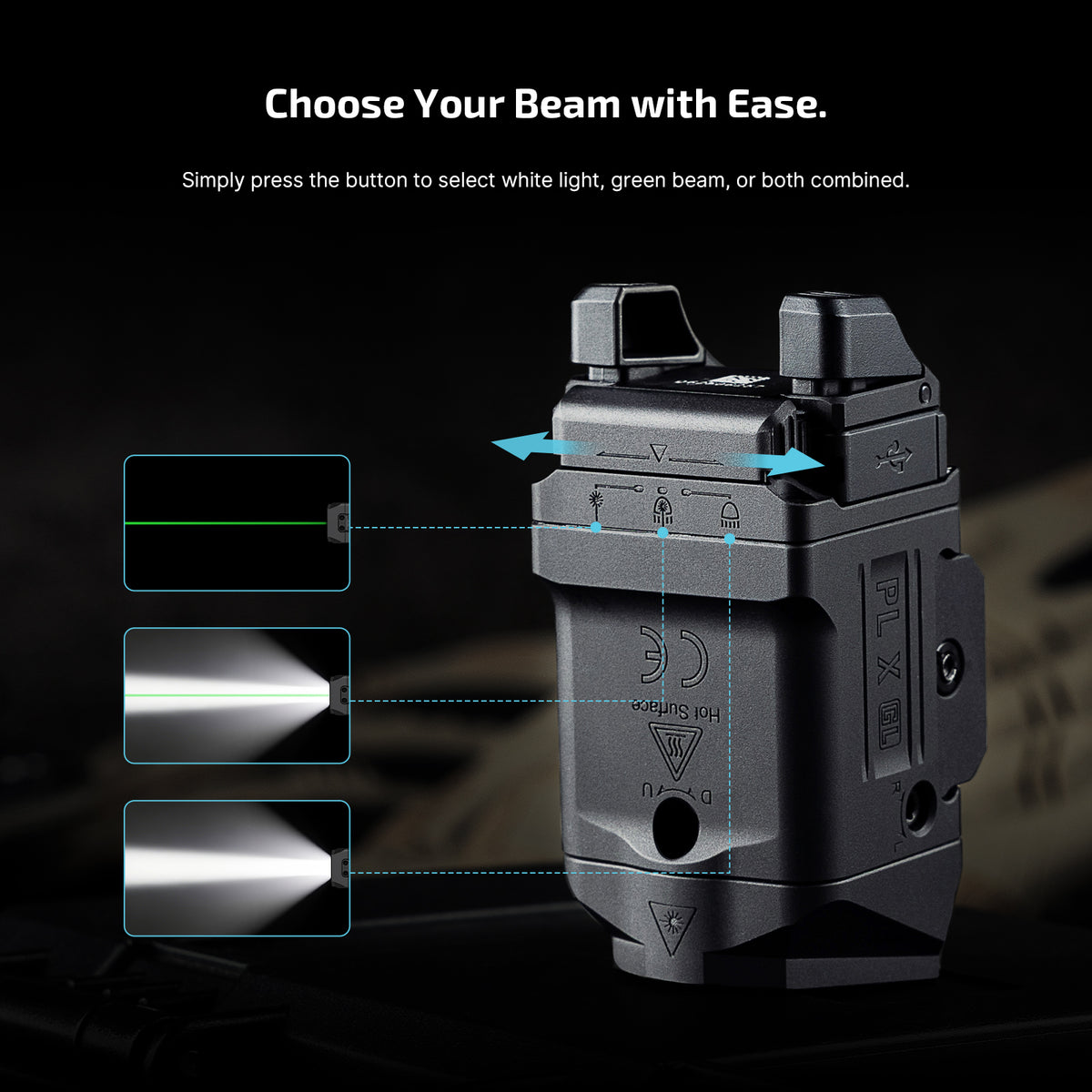 OLIGHT PL X GL Rechargeable Rail Light – Flood, Spot & Green Laser — manufacturer detail 2