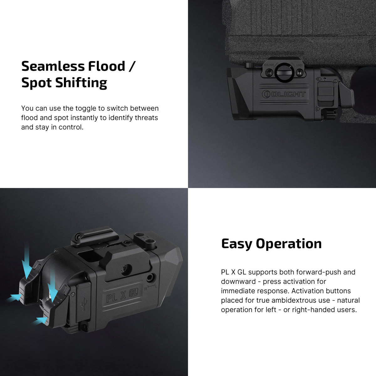 OLIGHT PL X GL Rechargeable Rail Light – Flood, Spot & Green Laser — manufacturer detail 8